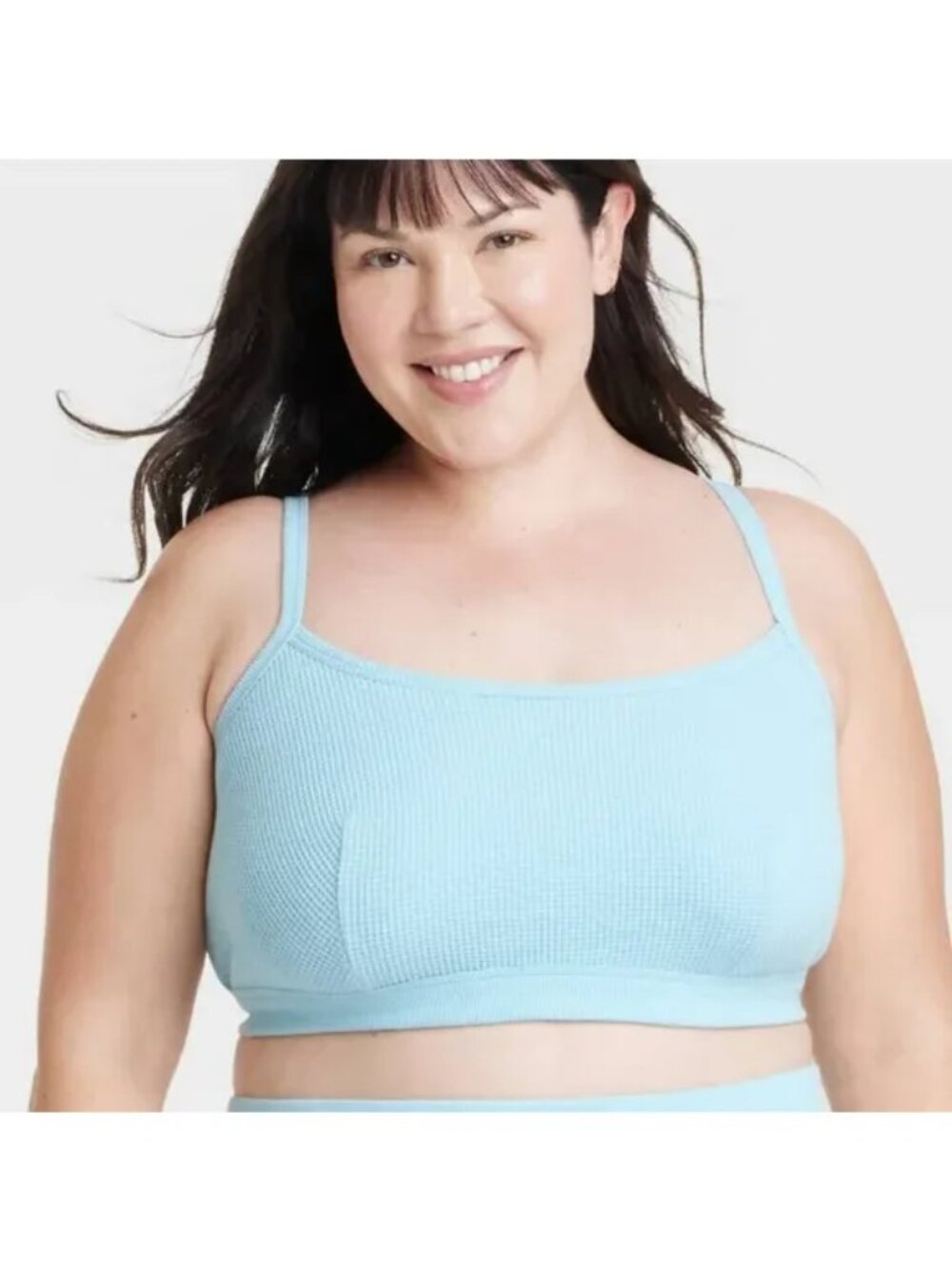 Auden size 1X Waffle Knit Simple Pullover unlined Bralette Turquoise Blue NEW